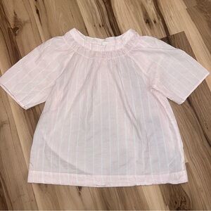 Gap Light Pink Striped Short Sleeve Blouse Cotton Size S Cottagecore Girly